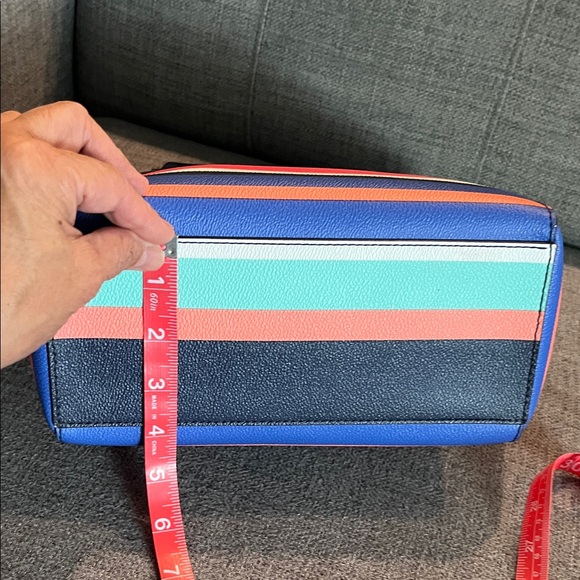 KATE SPADE Cedar Street Maise Multi-stripe Leather Bag 14”x9”x4” Preloved - Picture 6 of 13